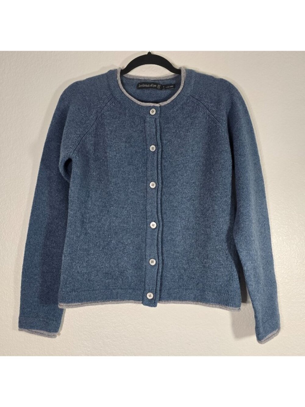 IrelandsEye Killiney Cardigan Women Small Blue Wool Cashmere Button Long Sleeve